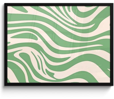 Poster in lijst - Fotolijst 70x50 cm - Posters - Zebrapatroon - Groen - Retro - Posterlijst zwart - Decoratie - Wanddecoratie woonkamer - Muurdecoratie slaapkamer