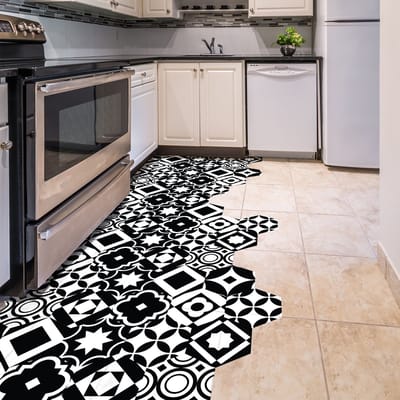 Antislip vloerstickers met beschermlaag - ALITICIA vloertegels - 60x135cm - 10 zeshoekige stickers 30x26cm