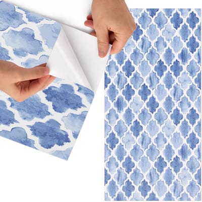 Tulup Meubelfolie - Aquarel mozaïek Decoratiefolie - 65x130 cm - Blauw Meubelfolie - Decoratiefolie - Waterverf Meubelfolie - Meubel Wrap Folie - Woonkamer decoratie - Achtergronden en patronen