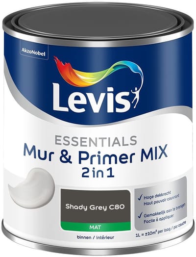 Levis - Essentials Mur & Primer Mix - Shady Grey C80 - Mengverf - 1 L