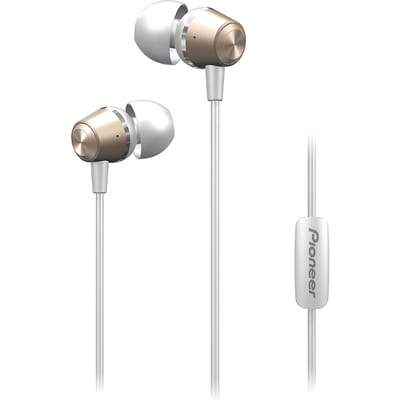 Pionier SE-QL2T(G) In-Ear Oortelefoons (Aluminium Behuizing, Oortelefoon, Bedieningspaneel, Microfoon/Handsfree, Lichtgewicht, Compact, Voor iPhone, Android Smartphones, Tablet) Goud