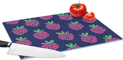 Glazen Snijplank - 39x28 - Patroon - Framboos - Retro - Snijplanken Glas