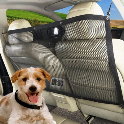 Veiligheidsnet hond auto - Hondennet Auto - Achterbank barrière - Hondennet – Dierennet - Honden bescherming - Beveiliging dier – Zwart - LOUZIR