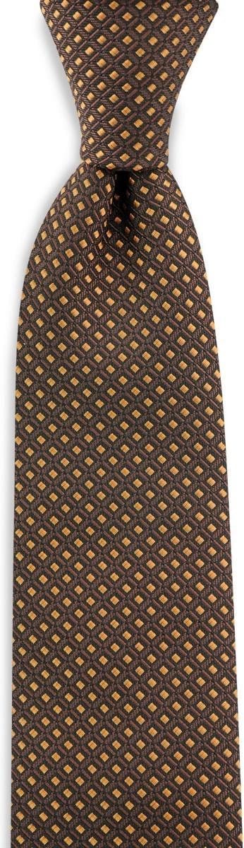 JB Collection - Stropdassen - stropdas patroon zwart oker - zwart / roestbruin / oker