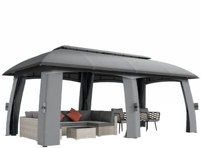 Partytent opvouwbaar - Paviljoen - 3 x 6 m - Easy up - Waterdicht - met Zijwanden - Weerbestendig - Donkergrijs