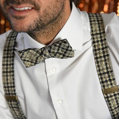 Sir Redman - Bretels met strik - bretels combi pack Radiant Tartan - zwart / beige / goud glitter