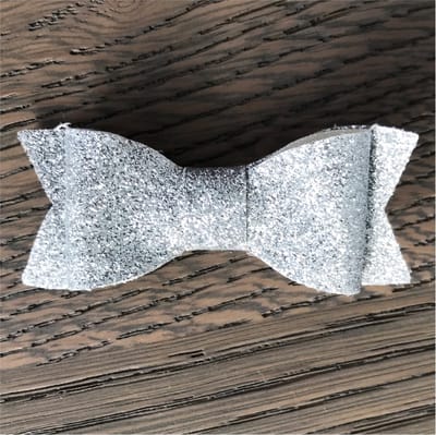 Haarclip Glitter Strik Medium Zilver