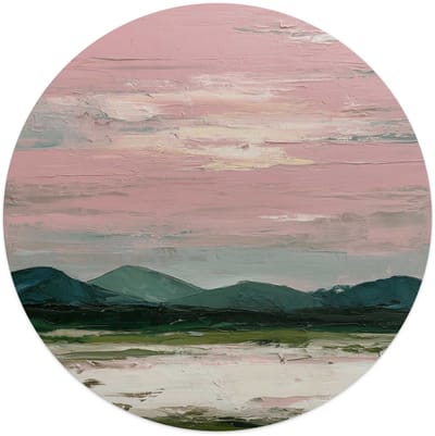 Glasschilderij Bergen in roze wolken II - Ø 50 - Glas - REINDERS