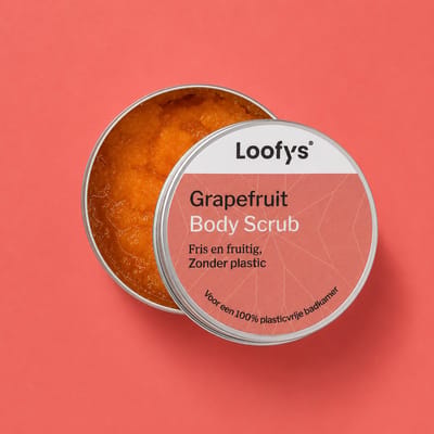 Loofys Body Scrub Grapefruit - Natuurlijke & Exfoliërende Lichaamsscrub - Plasticvrij, Vegan & Duurzaam - Herbruikbaar Blikje - 30g