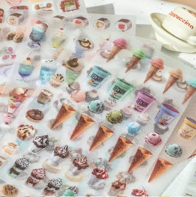 6 Vellen - IJs & Drankjes Stickers - Ice Cream & Drinks - Bullet Journal, Planners, Scrapbooking - Cadeau onder €10, Sinterklaas, Kerstcadeaus & Schoencadeau