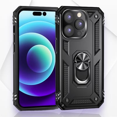iPhone 15 Pro Max Ultieme Armor Hoesje | Extreme ShockProof iPhone 15 Pro Max Hoesje | Ultra Hybrid Krachtige Army Case | Luxe Case 360° Rotating Ring Grip Kickstand