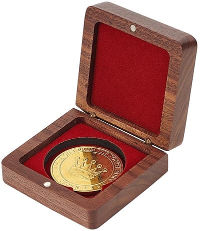 Dailygoody - Houten Muntdoos - Unieke Opbergdoos - Donkerrood - Voor Medailles - Met Magneetsluiting - Geschikt voor Verzamelobjecten