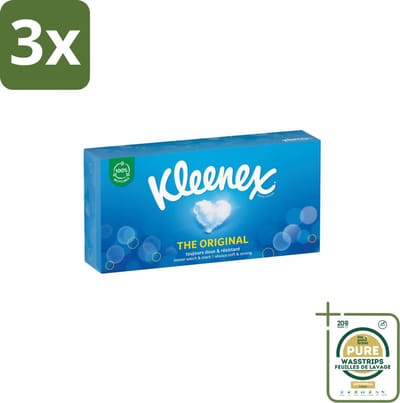 3 x Kleenex Original Tissues 72 stuks per verpakking - Grootverpakking - Tissue - Neusdoek - Zachte Tissue - Gezin - Verkoudheid