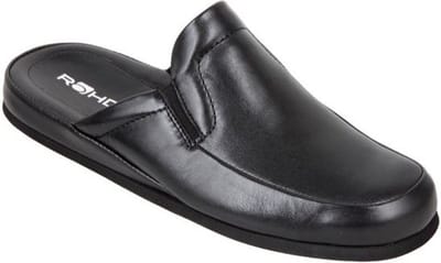 Rohde - heren Pantoffel  - leer - zwart - 6607-90 - Maat 43