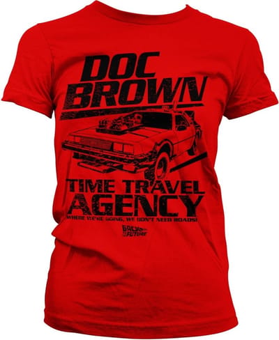 Back to the Future Doc Brown Time Travel Agency Girly Tee dames-T-shirt rood
