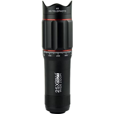 25x HD-telelens Externe universele camera-telescooplens voor mobiele telefoon black