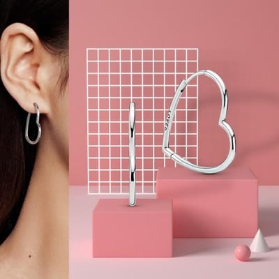 Nieuwe Mode Zilveren Oorbellen 925 Sterling Zilver Asymmetrische Hartvormige Hoepeloorbellen Voor Vrouwen Sieraden Cadeau Voor Vriendin Vrouw white