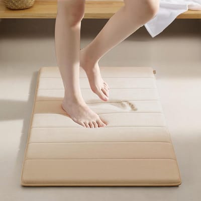 Badmatten van traagschuim, 40 x 60 cm, zacht en comfortabel badtapijt voetmat, super wateropname, antislip, machinewasbare douchematten voor thuis- en badkamervloeren - beige