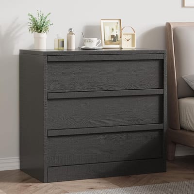 Modern Ladenkast met 3 Laden - Houten Bijzettafel - Commode Kast met Anti-Kantelsysteem - Zwart - 75 x 40 x 77.5 cm