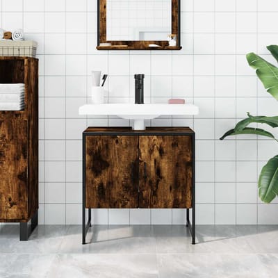 vidaXL - Badkamerkast - 60x33x60 - cm - bewerkt - hout - gerookt - eikenkleurig