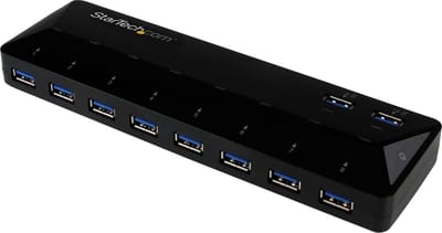 StarTech.com USB 3.0-hub met 10 poorten en oplaad- en synchronisatiepoorten USB hub - 10 - USB 3.2 - Zwart