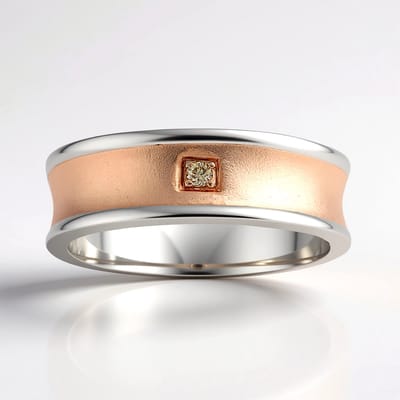 Cavill - Zilveren ring dames - 925 Sterling zilver - I1 Argyle Rose de France diamant 0,02 ct - Tweekleurig pavé design - Elegant en verfijnd