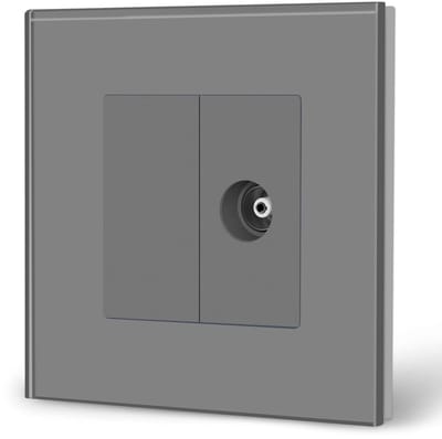 Coaxiaal Antenne Stopcontact - TV Antenne Aansluiting - TV Signaal Verdelen - Gehard Glas Paneel - 86mm - Grijs