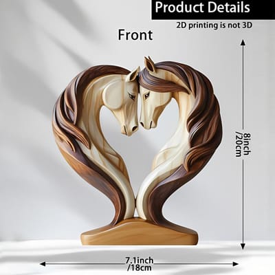 Paardbeeld 2D plat houten paardbeeld Knuffelhouding Dier Ornament Tafelblad Display Kamer Huis Tafel Decoratie Ornamenten Rekwisiet black