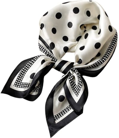 Polkadot Bandana - Creme / Zwart | Stippen/Dots Sjaaltje | 60 x 60 cm | Polyester | Fashion Favorite