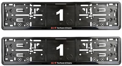 2 x Kentekenplaathouders PoD AUTODROMO (HONDA) ホンダ THE POWER OF DREAMS. Voor nummerplaat van 520 x 110 mm. Set a 2 stuks in zwart ABS kunststof