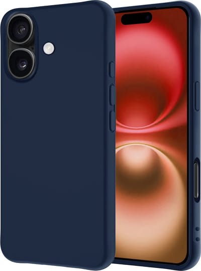 Hoesje - Geschikt voor Apple iPhone 16 - Sterk & Shockproof - Hoes Cover - Siliconen Case - Donkerblauw