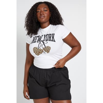 boohoo Dames Plus Poplin Wijdvallende Korte Broek | Zwart | Maat: 44