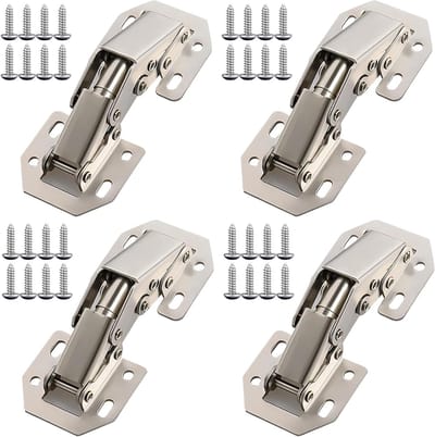 90° full overlay scharnieren set van 4, soft close kastdeurscharnieren, verborgen kastdeurscharnieren met schroeven voor keukenkasten en meubels