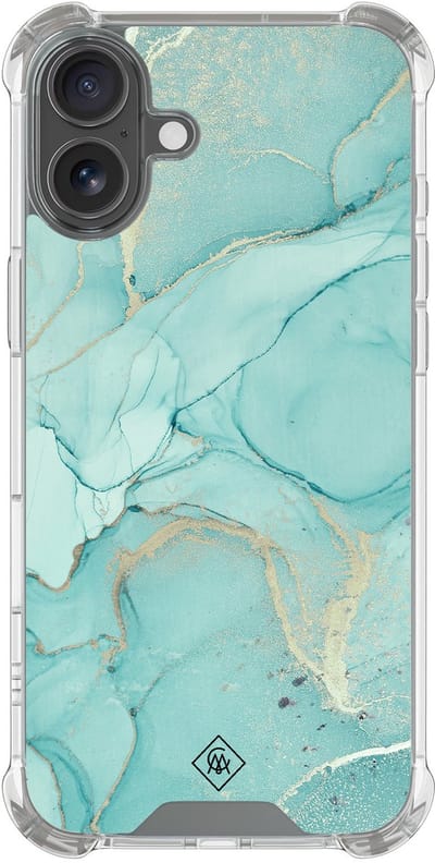 Casimoda® hoesje - Geschikt voor iPhone 17 - Marmer mint groen - Shockproof case - Extra sterk - TPU/polycarbonaat - Mint, Transparant