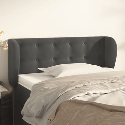 vidaXL - Hoofdbord - met - randen - 93x23x78/88 - cm - fluweel - donkergrijs