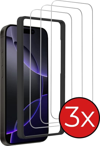 Screenprotector - 3 Stuks - Geschikt voor Apple iPhone 16 Pro - Met Installatie Frame - Beschermglas - Gehard Glas - Tempered Glass - Screen Protector
