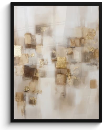 Poster in lijst - Fotolijst 60x80 cm - Posters - Abstracte vierkanten - Aardetonen - Mistig - Posterlijst zwart - Decoratie - Wanddecoratie woonkamer - Muurdecoratie slaapkamer