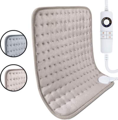 STAUS&BACH HeatMat - Elektrisch warmtekussen (100W) met 6 warmtestanden en timer (30, 60 en 90 minuten) - Wasbaar - 30 x 40 cm fleece heating pad - Verwarmingskussen voor nek, schouder, rug, buik (Periods) en voeten - Dusty Pink