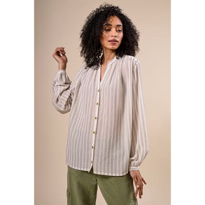 River Woods Ls Shirt Frounced Shoulder Green Maat: 40 | Blouses Outlet | Dames | Beige