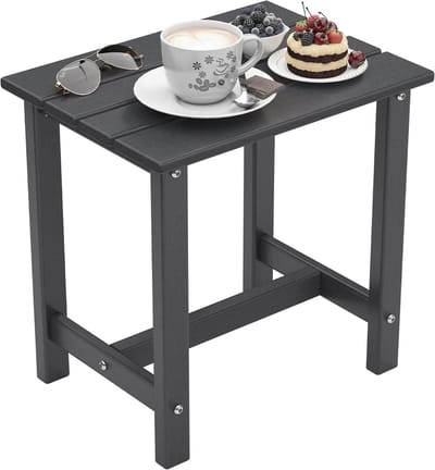 Bijzettafel Outdoor - Terrastafel Tuin - Drankjes Plaatsen - Hoge Dichtheid Polyethyleen - 45 x 45 x 43 cm - Zwart