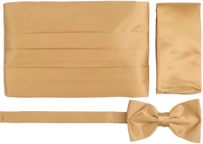 Suitable Cumberband Strik Pochet Set Goud - Onze Size - Verstelbaar - Heren - Geschikt voor gala smoking - Cadeauset 3-delig