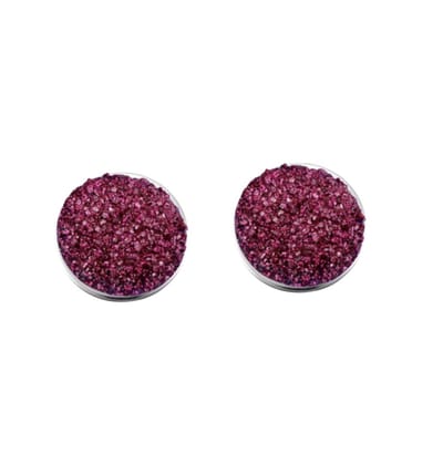 Magneet oorbellen Lovata bordeaux rood zilverrand 14 mm