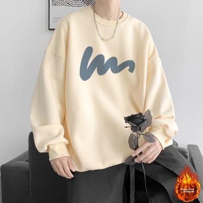 Trui met ronde hals Heren Trend Herfst en Winter Bedrukking Losse Grote Maat Casual Fleece Verdikte Trui Sportjack 5XL