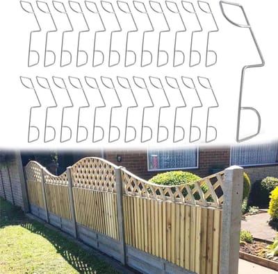Duurzame roestvrijstalen hekpaneel handgrepen, 25 stuks, voor 6 en 12 hekken, rammelen stoppen, tuinwindbeschermer, clips en wiggen voor extra stabiliteit