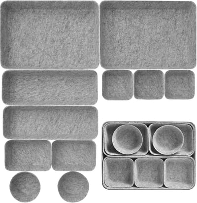 Famanu – Stapelbare lade-organizer set (11 stuks) – Opbergboxen in 5 maten voor bureau, kaptafel en kledingkast – Veelzijdig opbergsysteem
