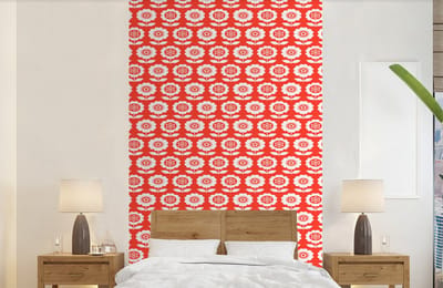 Behang - Fotobehang Bloemen - Patroon - Rood - Breedte 150 cm x hoogte 240 cm