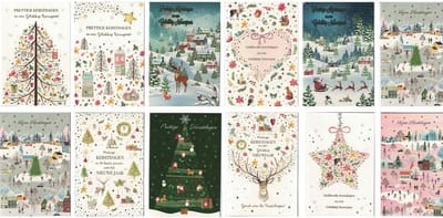 Wenskaarten - kerstkaarten - set van 10 - luxe kerstkaarten - Chique kerstkaarten - sfeervolle kerstkaarten - liefdevolle kerst - fijne kerst - super luxe kerstkaarten met gouden accent