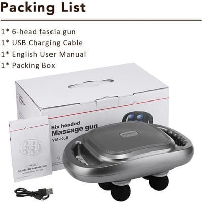 Zeskoppen Fascia Massager Vibreert Taille Rug Schouder Kuit Lichaamsmassage Vetverbrander Slank Ontspan Spierfitness USB Opladen grijze kleur