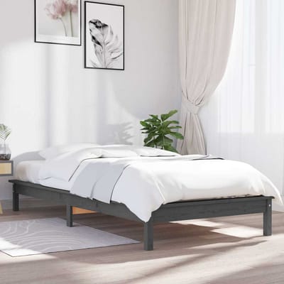 vidaXL - Bedframe - massief - grenenhout - grijs - 90x200 - cm