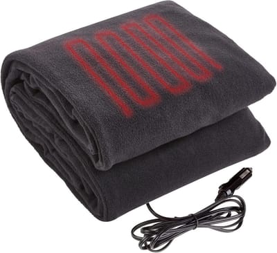 Elektrische Autodeken - Verwarmde Reisdeken - Comfortabel Reizen - Zachte Fleece Stof - 147 x 107 cm - Zwart